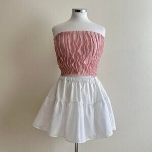 handmade blush pink ruffle tube bandeau